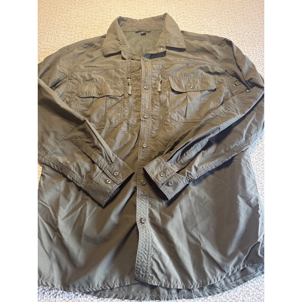 Tactical Olive Green Utility Safari Shirt Men Gorpcore Hiking Tactical M